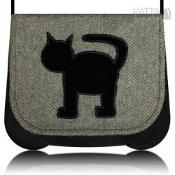 torba z kotem,kotkiem,czarna,mała torebka - Na ramię - Torebki