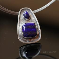 srebro oksydowane,lapis lazuli - Wisiory - Biżuteria