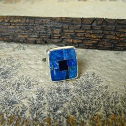 lazurowy pierścień,mozaika,niebieski - Pierścionki - Biżuteria