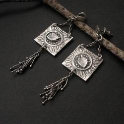 kolczyki srebrne,handmade,fiann - Kolczyki - Biżuteria