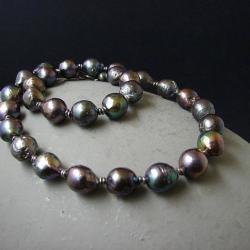 naszyjnik,srebro,oksydowane,perły - Naszyjniki - Biżuteria