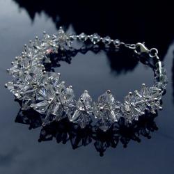 ślubna bransoleta z gronkami kryształów Swarovski - Bransoletki - Biżuteria