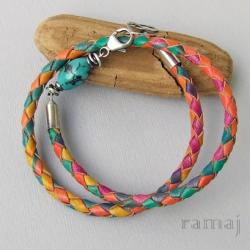 Ramaj,bransoletka multicolor,rzemień - Bransoletki - Biżuteria