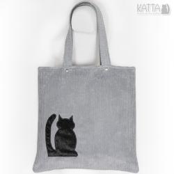 kot,kocia torba,grey bag,cat bag,szara torba - Na ramię - Torebki