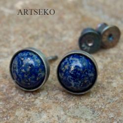 Srebrne kolczyki z lapisem lazuli - Kolczyki - Biżuteria