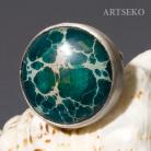 Pierścionki Duży srebrny pierścionek z turkusowym jadeitem Art