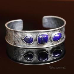 srebro oksydowane,lapis lazuli - Bransoletki - Biżuteria