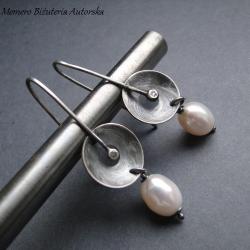 srebro,perły,białe,lekki,metaloplastyka - Kolczyki - Biżuteria