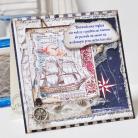 Kartki okolicznościowe żeglarz,statek,ręcznie kolorowane