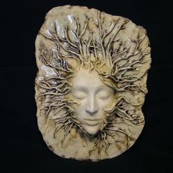 maska,twarz,kobieta,drzewo,tajemniczość,unikat - Ceramika i szkło - Wyposażenie wnętrz