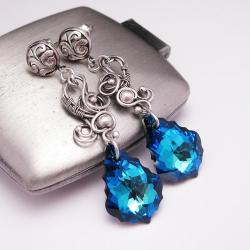 wire-wrapping,Bermuda Blue,Swarovski Baroque 22mm - Kolczyki - Biżuteria