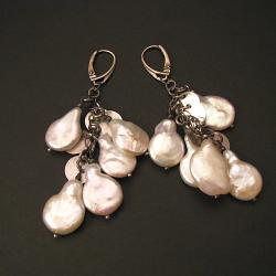 kolczyki,perły,perłowe,białe,oksydowane - Kolczyki - Biżuteria