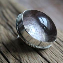 metaloplastyka srebro kryształ górski okazały - Pierścionki - Biżuteria