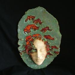 maska,twarz,kobieta,ceramika,dekoracja - Ceramika i szkło - Wyposażenie wnętrz