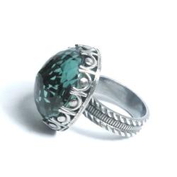 pierścionek,srebro,zielony,romantyczny,ametyst - Pierścionki - Biżuteria