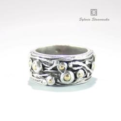 obrączka srebrana,ręcznie robiona - Pierścionki - Biżuteria