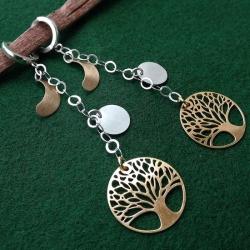 kolczyki,srebrno-złote,drzewka,łańcuszki - Kolczyki - Biżuteria
