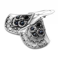 srebne kolczyki z oponkami spinelu - Kolczyki - Biżuteria