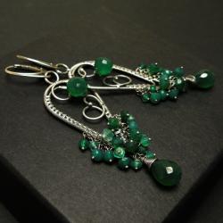 kolczyki,zielone,wrapping,długie,misterne - Kolczyki - Biżuteria