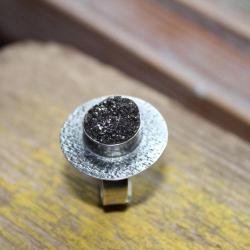pierścionek srebro druza metaloplastyka unikat - Pierścionki - Biżuteria