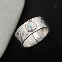 pierścionek,kamień,księżycowy,srebro,srebrny - Pierścionki - Biżuteria