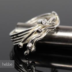 unikatowy,srebrny,pierścionek,z cyrkonią - Pierścionki - Biżuteria