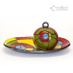 komplet ceramiczny vukierniczka i patera - Ceramika i szkło - Wyposażenie wnętrz