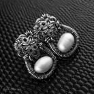 Kolczyki wire-wrapping,perła słodkowodna,srebro,małe