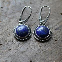 kolczyki retro lapis lazuli vintage - Kolczyki - Biżuteria
