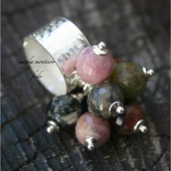 srebro,zielone,fado,różowe,pierścionek,turmalin - Pierścionki - Biżuteria