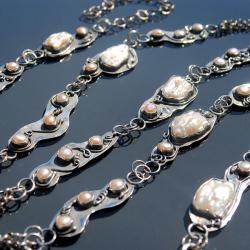 ekskluzywny pasek,srebrny z perłami - Inne - Biżuteria