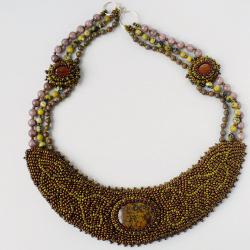 haft koralikowy,stonowany,bogaty,oryginalny - Naszyjniki - Biżuteria