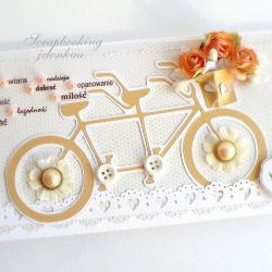 ślub,rower,tandem,guziki,kwiaty,koraliki,perełki - Kartki okolicznościowe - Akcesoria