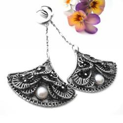 eleganckie,misterne kolczyki z perłami - Kolczyki - Biżuteria
