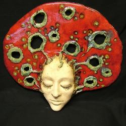 maska,ceramika,czerwień,dekoracja - Ceramika i szkło - Wyposażenie wnętrz