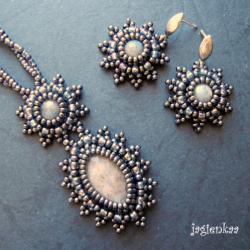 elegancki,retro,romantyczny,haft koralikowy - Komplety - Biżuteria