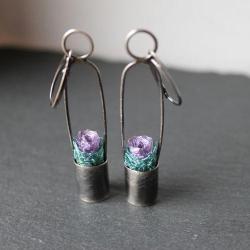 kolczyki metaloplastyka unikat srebro kwiaty - Kolczyki - Biżuteria