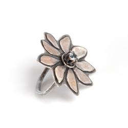 kwiat,srebrny - Pierścionki - Biżuteria