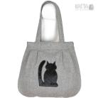 Na ramię kocia torba,cat bag,szara,wełniana,kot