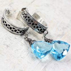 Efektowne kolczyki z kwarcem sky blue - Kolczyki - Biżuteria