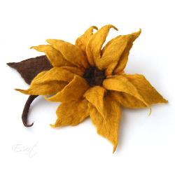 słonecznik,broszka kwiatowa,wełniany kwiat - Broszki - Biżuteria
