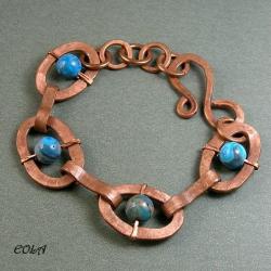 miedziana bransoletka z agatami - Bransoletki - Biżuteria