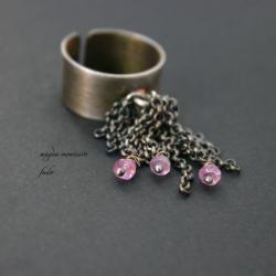 srebro,różowy,pierścionek,topaz,oksydowany,fado - Pierścionki - Biżuteria
