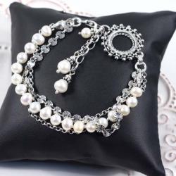 Srebrna bransoletka z perłami - Bransoletki - Biżuteria