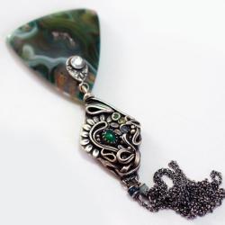 art clay,zielony,autorski - Naszyjniki - Biżuteria