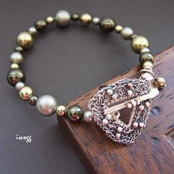 bransoletka,modna,perły z koronkami - Bransoletki - Biżuteria