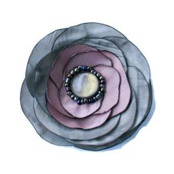 kwiat,mocca,srebrny kolor - Broszki - Biżuteria