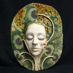 twarz,maska,kobieta,Secesja,dekoracja - Ceramika i szkło - Wyposażenie wnętrz