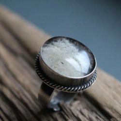 pierścionek srebro kryształ górski unikat - Pierścionki - Biżuteria