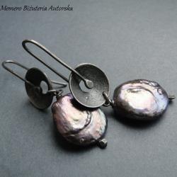 srebro,perły,bakłażan,Keishi - Kolczyki - Biżuteria